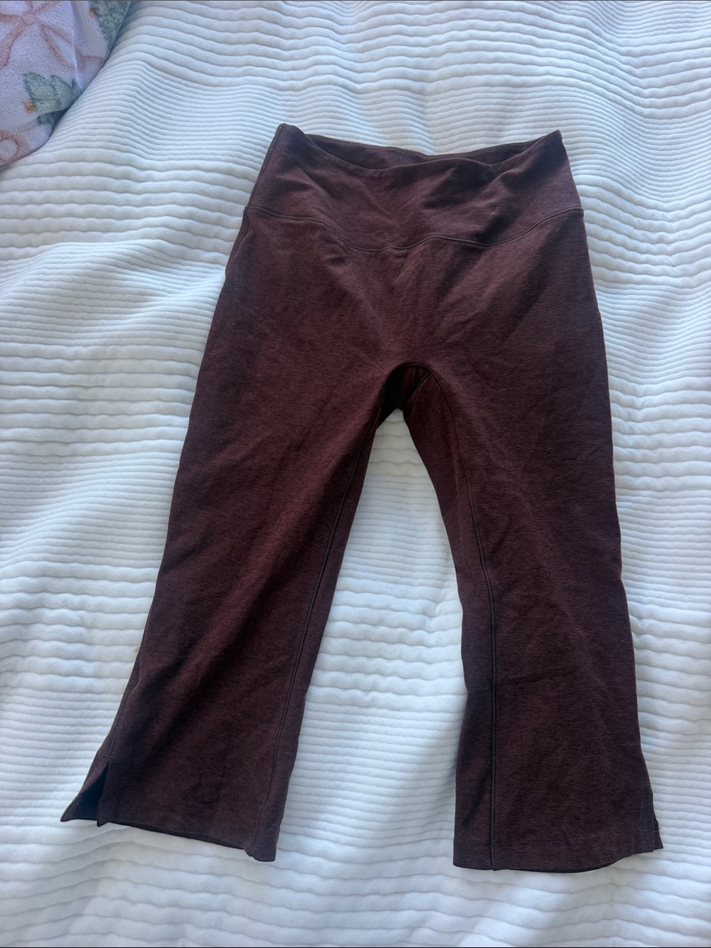 Beyond Yoga Chocolate Brown Flare Leggings with Side Ankle Slits